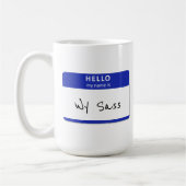 Mug Bonjour Mon nom est Rude ou Funny Blue personnalis (Gauche)