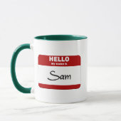Mug Bonjour mon nom est Sam (rouge) (Gauche)