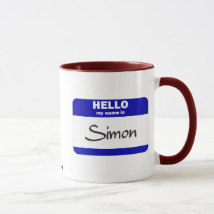 Mug Bonjour mon nom est Simon (bleu)