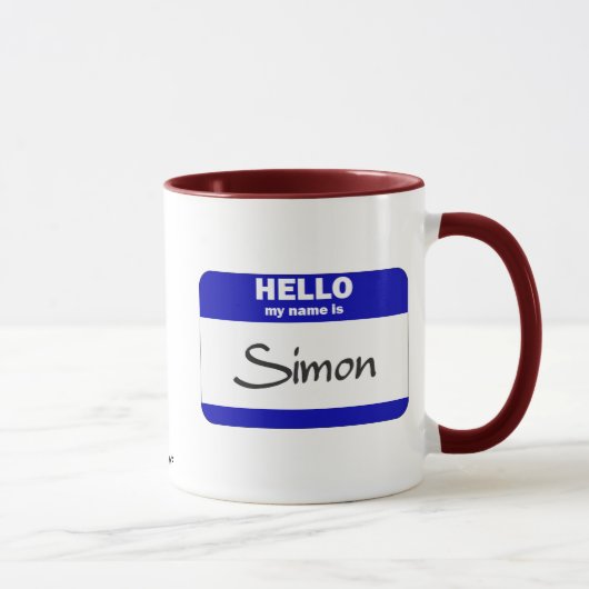 Mug Bonjour mon nom est Simon (bleu) (Droite)