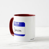 Mug Bonjour mon nom est Simon (bleu) (Devant gauche)