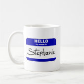 Mug Bonjour mon nom est Stephanie (bleue) (Gauche)