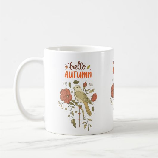 Mug Bonjour Oiseaux et fleurs d'automne (Gauche)
