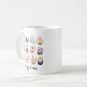 Mug Bonjour Pâques coloré aquarelle Oeuf Monogramme (Devant gauche)