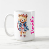 Mug Bonjour premier grade mignon ours en peluche dans  (Gauche)