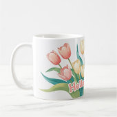 Mug Bonjour Printemps ! Fleur de tulipe gaie (Gauche)