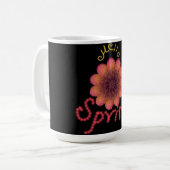 Mug Bonjour Printemps - Fleur Rose et Orange Texturée  (Devant gauche)