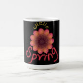 Mug Bonjour Printemps - Fleur Texturée Rose et Orange (Centre)