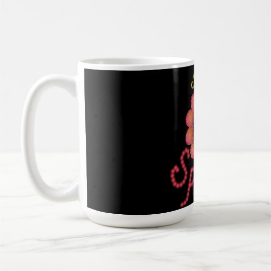 Mug Bonjour Printemps - Fleur Texturée Rose et Orange (Gauche)