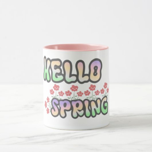 Mug "Bonjour Printemps" | Impression florale (Centre)