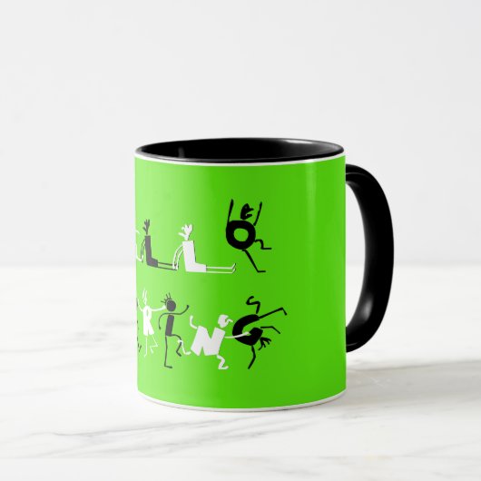 Mug Bonjour Printemps mignon dessin en noir et blanc (Devant droit)
