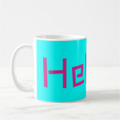 Mug Bonjour rose turquoise (Gauche)