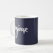 Mug Bonjour Script (Blanc) pour les amoureux de la Fra (Devant gauche)