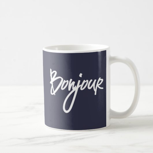 Mug Bonjour Script (Blanc) pour les amoureux de la Fra (Droite)