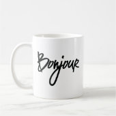 Mug Bonjour Script (Noir) pour les amoureux de la Fran (Gauche)