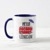 Mug Bonjour signe en lettres de main de Londres | avec (Gauche)