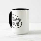 Mug Bonjour Simple Moderne Floral Français Salutation (Devant gauche)