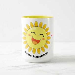 Mug Bonjour Soleil Mignon Gribouillis de Soleil Art à 