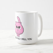 Mug bonjour texte rose petit chat kitty sourire dessin (Devant droit)