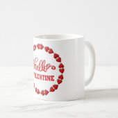 Mug Bonjour Valentine avec Coeurs Saint Valentin (Devant droit)