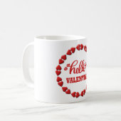 Mug Bonjour Valentine avec Coeurs Saint Valentin (Devant gauche)