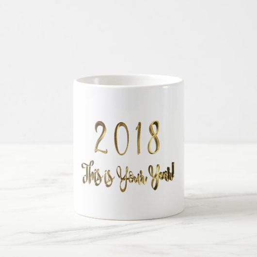 Mug Bonne année 2018 Gold Look Typographie (Centre)