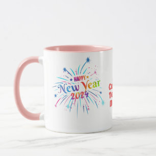 Mug Bonne année 2024 Feux d'artifice Arc-en-ciel Année