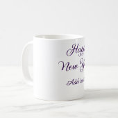 Mug Bonne année calligraphie violette simple minimalis (Devant gauche)