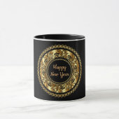 Mug Bonne année, élégant noir et or, (Centre)