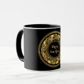 Mug Bonne année, élégant noir et or, (Devant gauche)