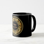 Mug Bonne année, élégant noir et or, (Devant droit)