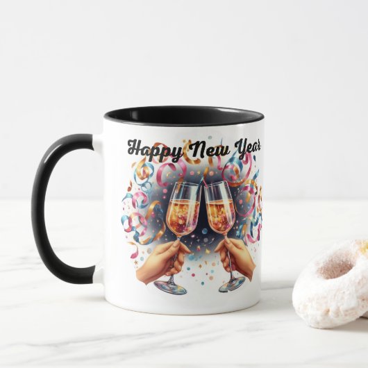 Mug Bonne année, voeux de champagne (Avec donut)