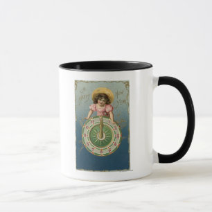 Mug Bonne annéeFille au sommet d'une horloge