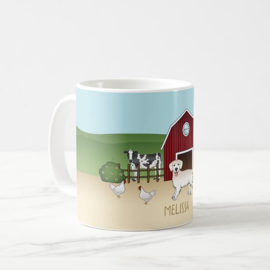 Mug Bonne Crème Anglaise Golden Retriever À Une Ferme (Devant gauche)