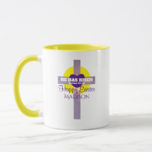 Mug Bonne Croix de Pâques Verse Nom personnalisé