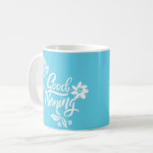 Mug Bonne et bonne typographie du matin Bleu clair (Devant gauche)
