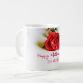 Mug Bonne fête des mères avec une seule rose rouge (Devant gauche)