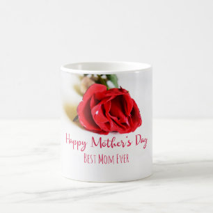 Mug Bonne fête des mères avec une seule rose rouge