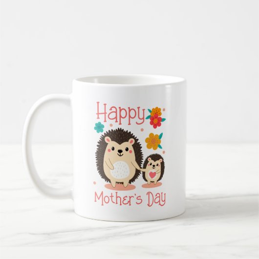 Mug Bonne fête des Mères Maman et bébé hérisson (Gauche)