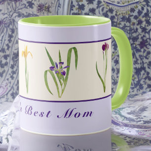Mug Bonne fête des mères Purple Irises Meilleure maman