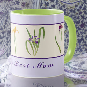 Mug Bonne fête des mères Purple Irises Meilleure maman