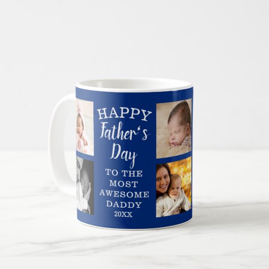 Mug Bonne Fête des pères Awesome Daddy 8 Photo Blue (Devant gauche)