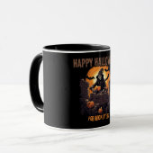 Mug Bonne Halloween pour les briqueteurs, citrouille (Devant gauche)