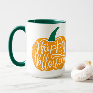 Mug Bonne lettre Halloween sur citrouille sculpté
