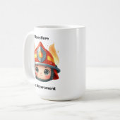 Mug Bonne mascotte de pompier avec flammes (Devant gauche)