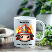 Mug Bonne mascotte de pompier avec flammes