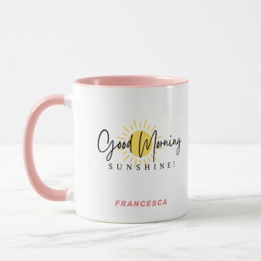 Mug Bonne Matinée Sunshine Jaune Pêche Noir (Gauche)