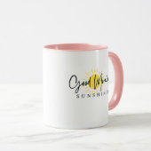Mug Bonne Matinée Sunshine Jaune Pêche Noir (Devant droit)