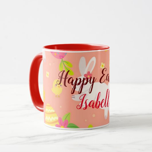 Mug Bonne Personnaliser Pâques Poulet Et Lapin (Devant gauche)