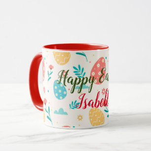 Mug Bonne Personnaliser Pâques Vintage Oeuf Rouge Flor